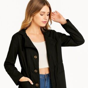 Anorak Women's Hooded Lightweight Layering Utility Jacket by Love Tree Black